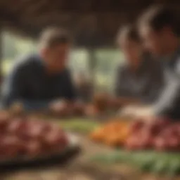 An illustration depicting a strategic vendor selection meeting.