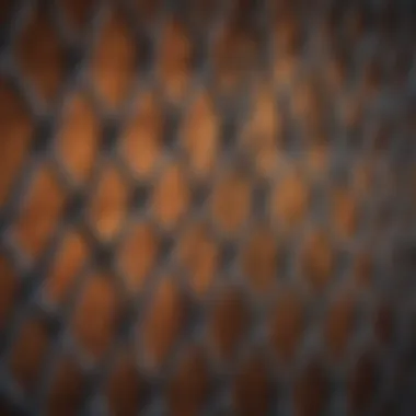 Intricate Design of Woven Wire Fence Close-up view of woven wire fence showcasing its intricate design and sturdy construction.