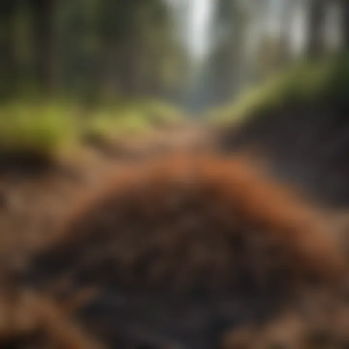 A beautiful landscape showcasing the ecological balance with pine straw as a mulch layer.