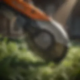 A close-up view of a garden cutter machine showcasing its sharp blades.