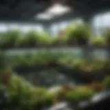 A flourishing aquaponics system showcasing a variety of plants and fish.