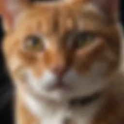 A cat curiously inspecting a flea collar designed for dogs