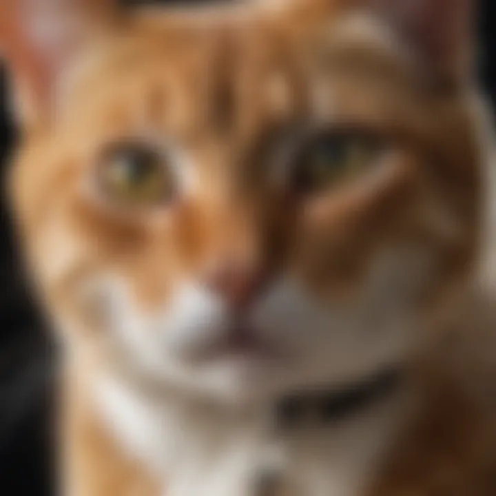 A cat curiously inspecting a flea collar designed for dogs