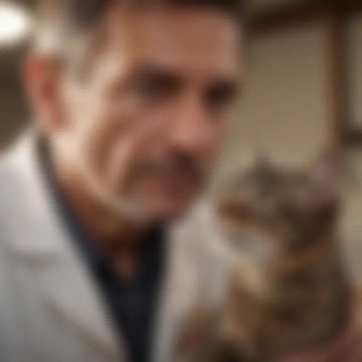 Veterinarian discussing flea treatments with a cat owner