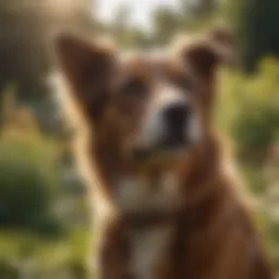 Close-up of a dog in a garden