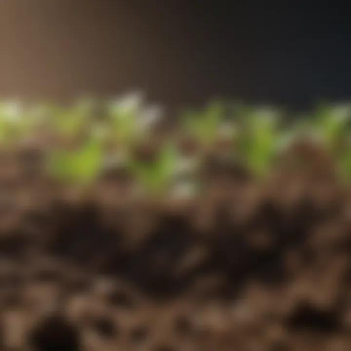 A close-up of nutrient-rich soil and seedlings ready for vertical gardening.