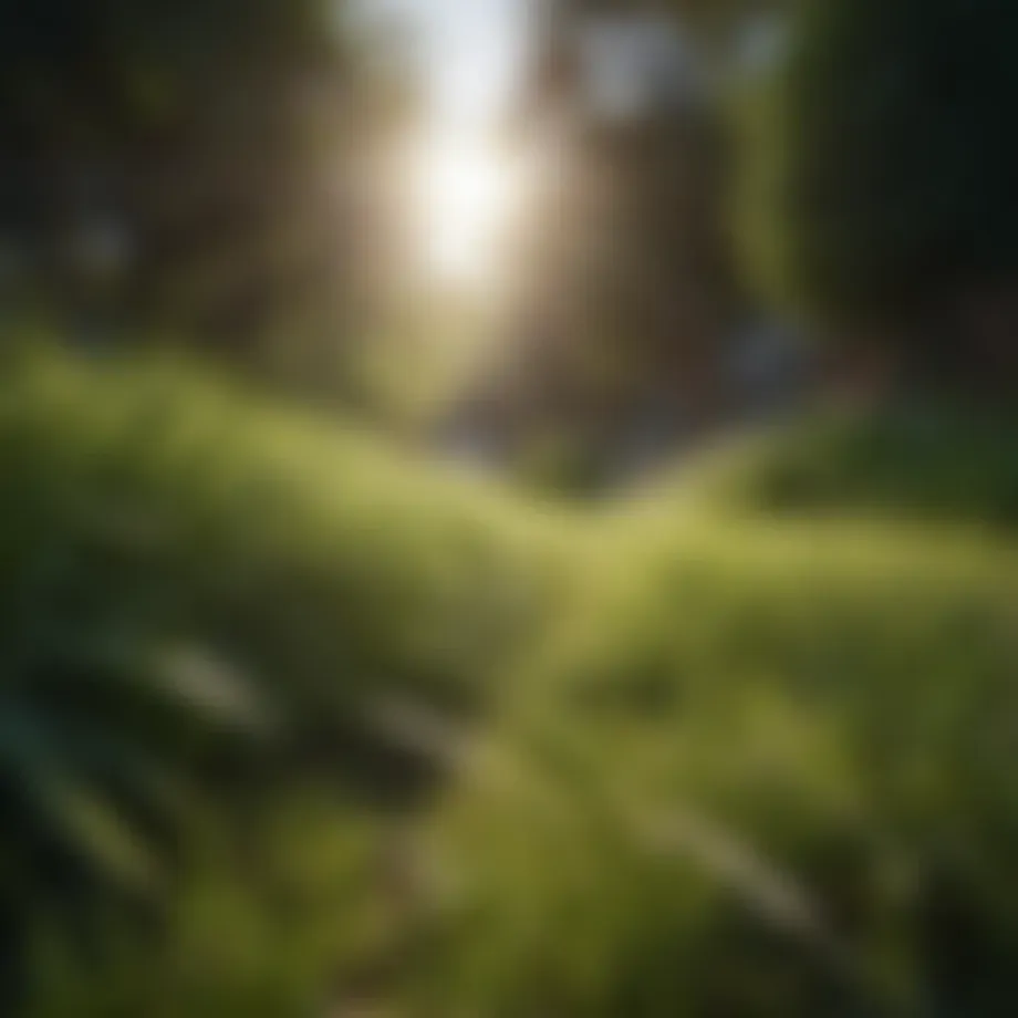 Lush grass thriving in a shady garden