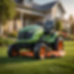 Cutting-edge riding lawn mower on a well-maintained lawn