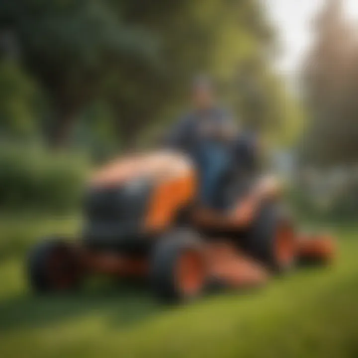 Different types of big walk behind lawn mowers displayed