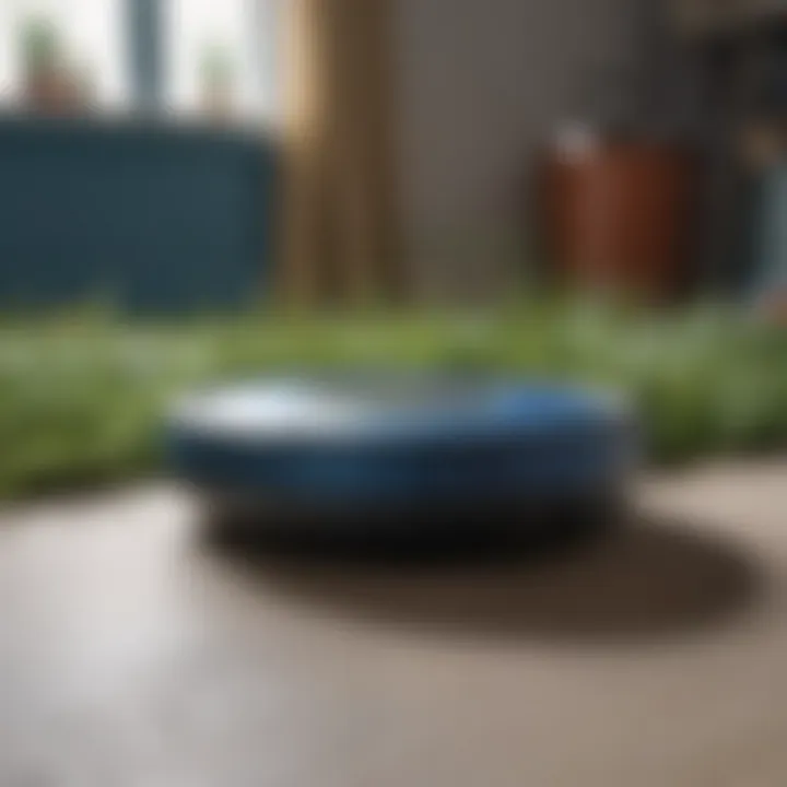 Close-up of Blue Roomba's advanced sensors and technology