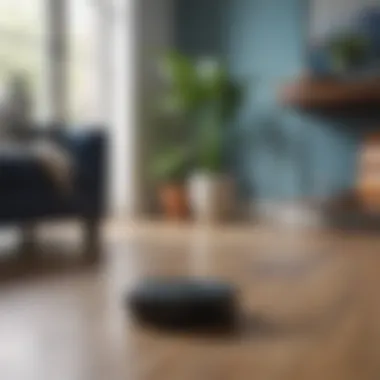 User interacting with Blue Roomba through a smartphone app