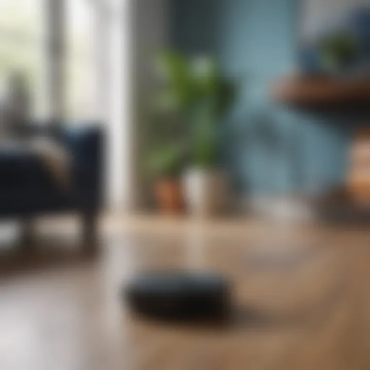 User interacting with Blue Roomba through a smartphone app