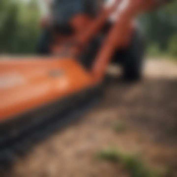Close-up of brush cutter blades