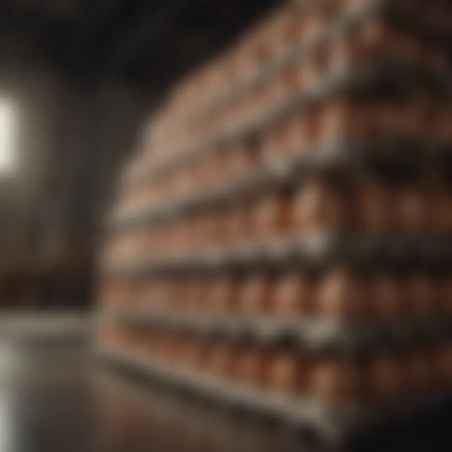 Bulk egg cartons stacked for efficient storage