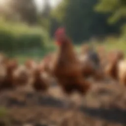 Vibrant farm landscape showcasing free-range hens