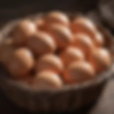 Organic Eggs Harvested Fresh Close-up of organic eggs in a rustic basket