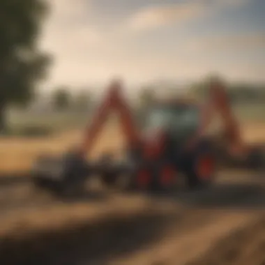 A landscape view of a farm with Case backhoe pallet forks optimizing operations.