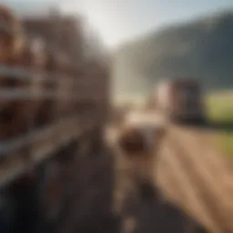 Cattle being loaded onto a transport truck