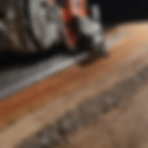 Detailed view of a chainsaw brush cutter blade