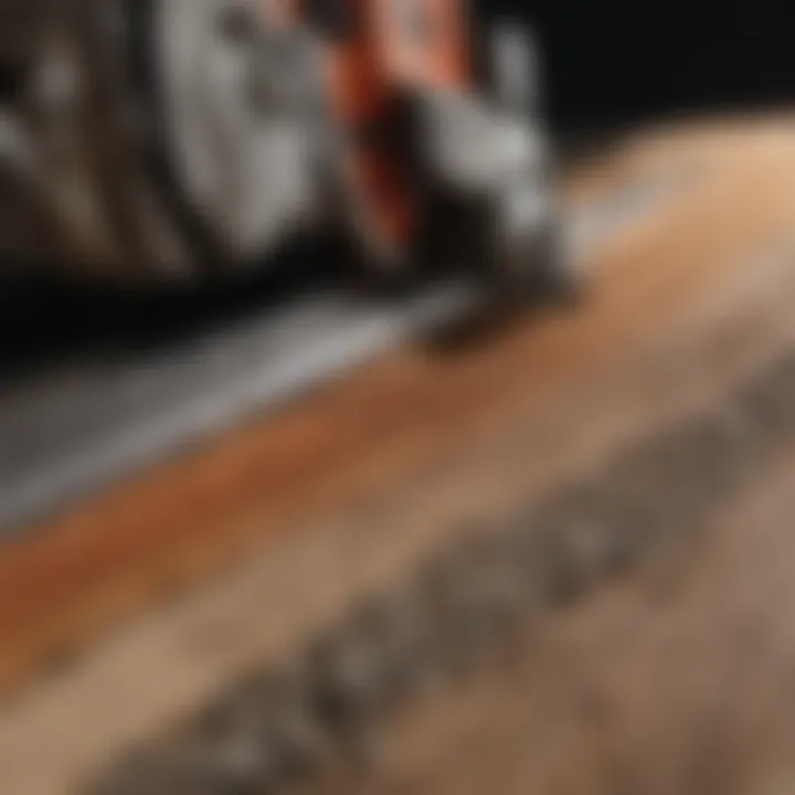 Detailed view of a chainsaw brush cutter blade