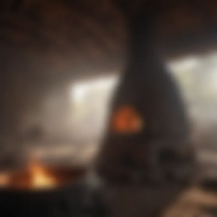 Traditional charcoal kiln in use