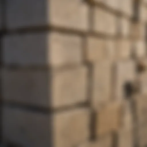 Close-up of cinder block mortar demonstrating texture and consistency