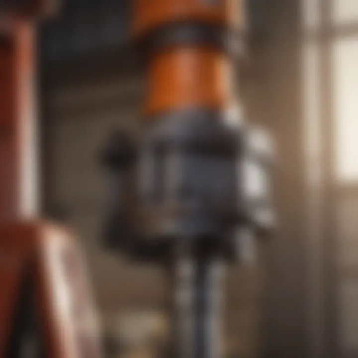 Close-up view of the hammer post driver mechanism