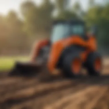 Kubota skid steer loader performing agricultural tasks