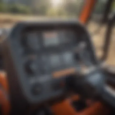 Close-up view of Kubota skid steer loader controls