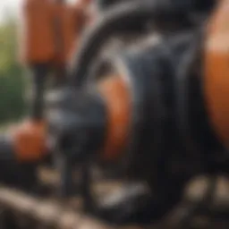 Detailed view of a boom sprayer pump