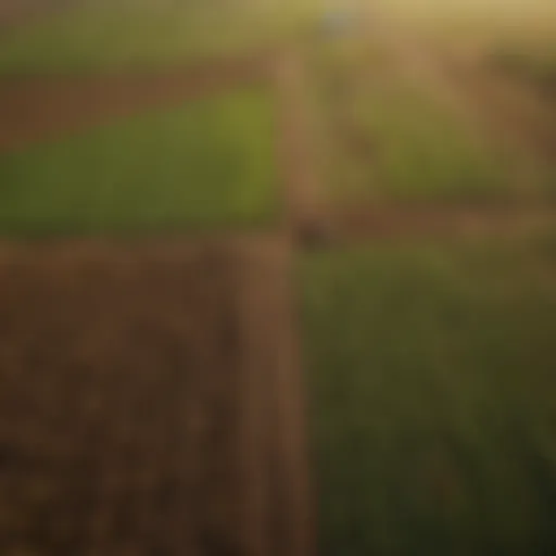 Aerial view of agricultural fields with precise boundaries marked.