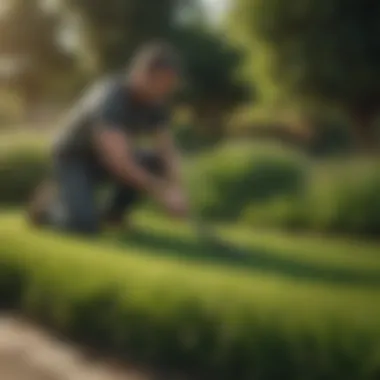 Eco-Friendly Grass Care Local gardener applying eco-friendly grass care methods