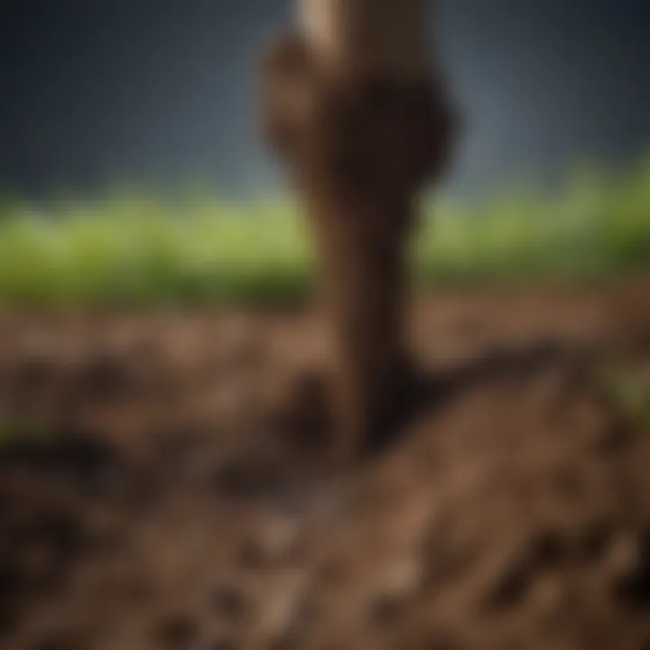 Close-up of soil being enriched for optimal grass growth