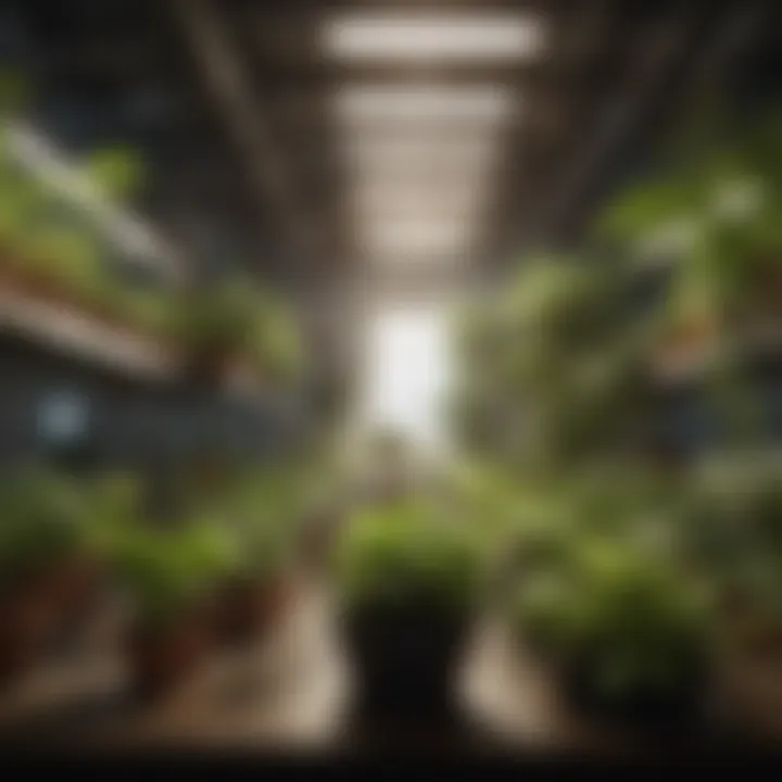 An indoor setup with environmental controls for hydroponic gardening