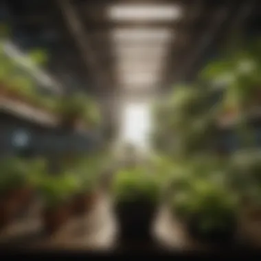 Optimizing Indoor Conditions for Plants An indoor setup with environmental controls for hydroponic gardening