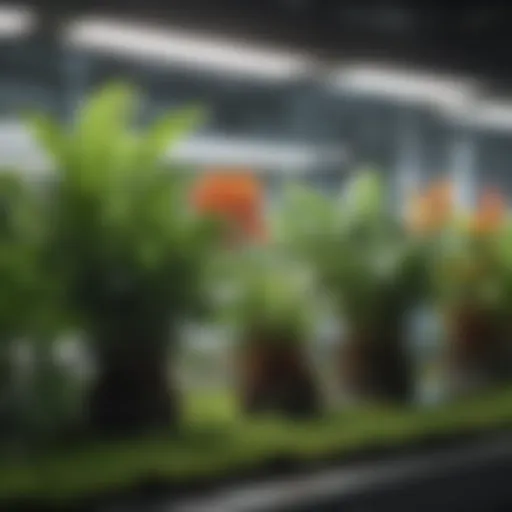 A vibrant indoor hydroponic garden showcasing various plant species