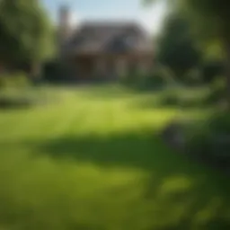 Lush green lawn after professional grass cutting