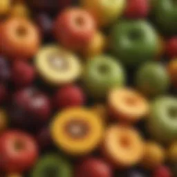 An assortment of fruits showcasing their diverse caloric values.