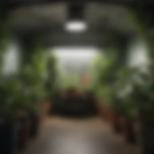Interior view of a well-organized grow tent with plants thriving