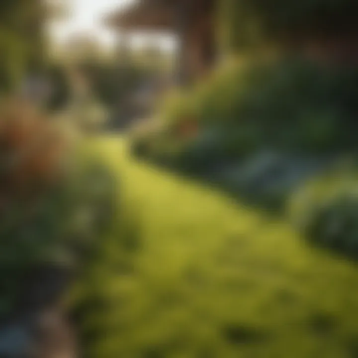 A thriving garden showcasing well-maintained grass and plants