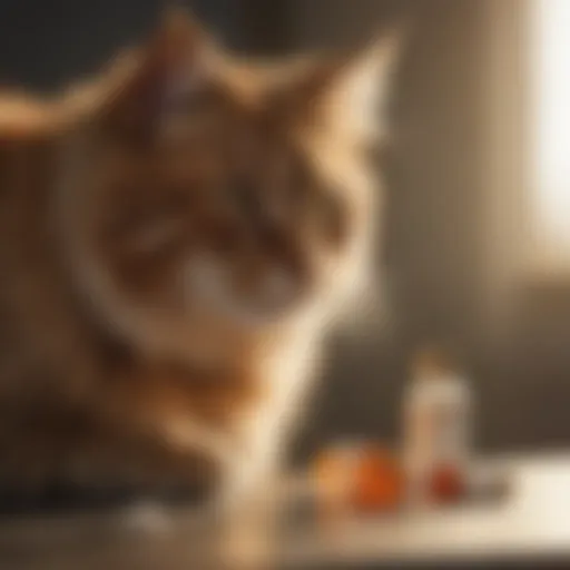 A cat receiving medication
