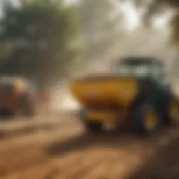 Sawdust spreader in action on a farm