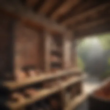 Traditional Wood and Brick Smokehouse An authentic smokehouse showcasing traditional wood and brick construction