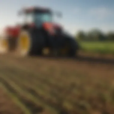 Innovative technology in agriculture, featuring modern machinery and precision farming