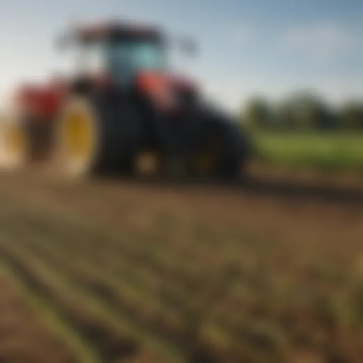 Innovative technology in agriculture, featuring modern machinery and precision farming
