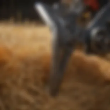 Close-up of the blade of a manual hay cutter showcasing its precision