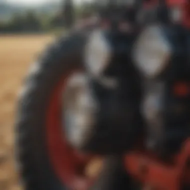 Close-up view of tractor controls and technology