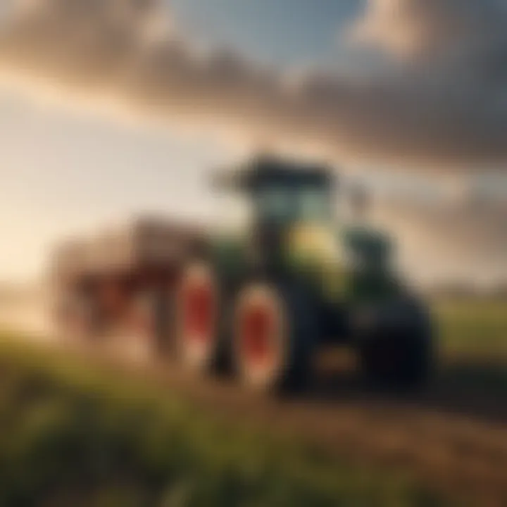 A powerful agro tractor navigating through a vast field