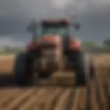 Tractor plowing a field