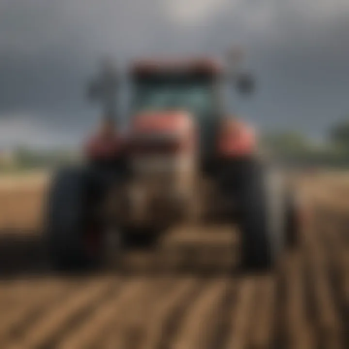 Tractor plowing a field